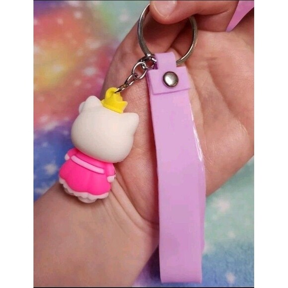 Hello Kitty Crown Wristlet Keychain Purple Rubber Sanrio "Only You" Love - Picture 3 of 4